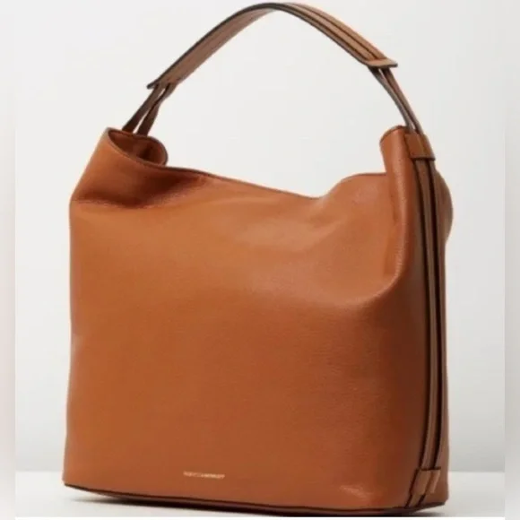 Rebecca Minkoff Isobel Pebbled Soft Leather Hobo Shoulder Purse Camel Brown - Picture 13 of 15